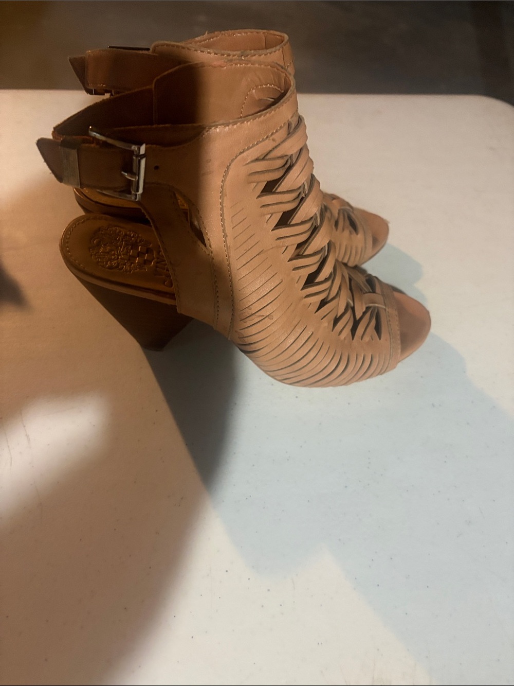 Vince Camuto Woven Open-Toe Heels in Tan 7.5M